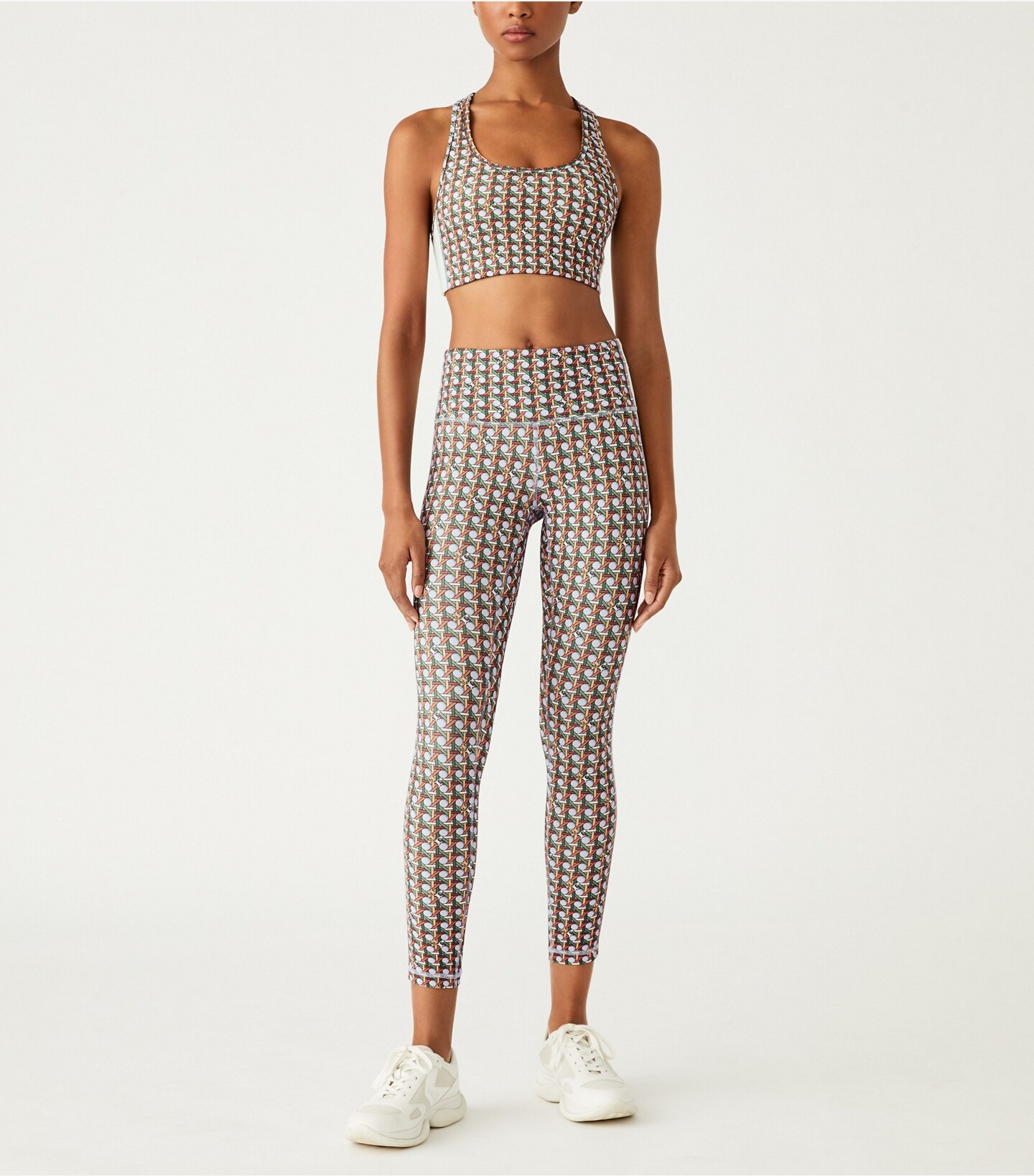 Printed Side-Stripe Racerback Bra