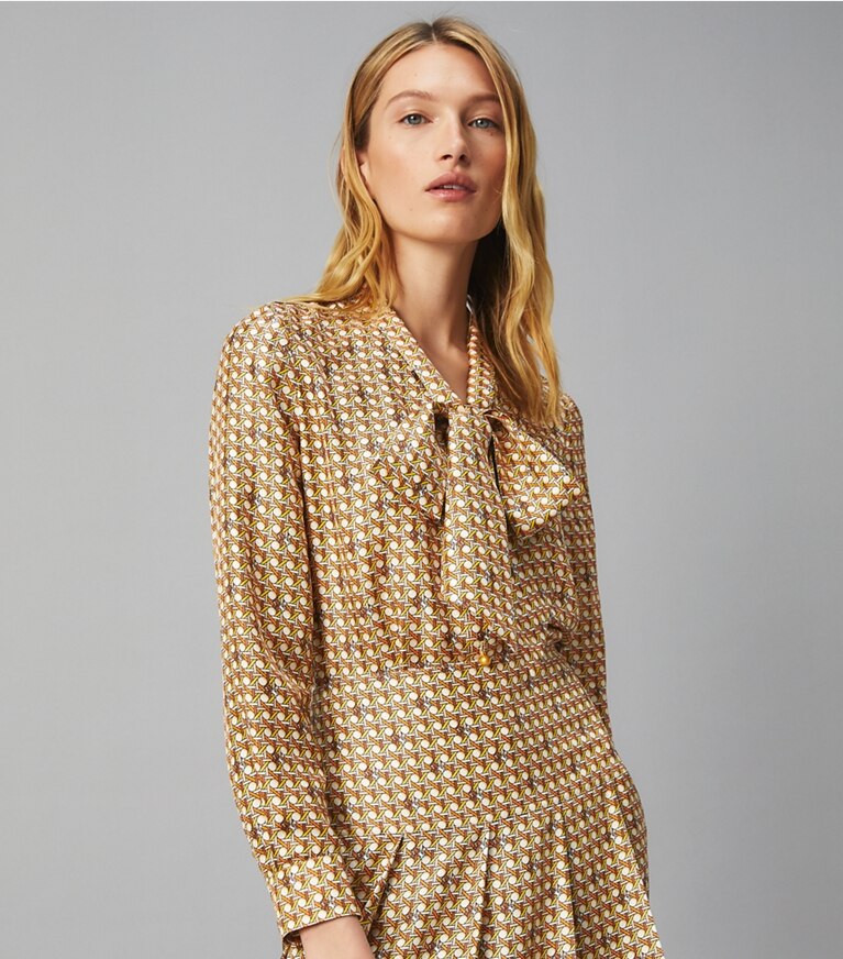 Tory burch discount printed bow blouse