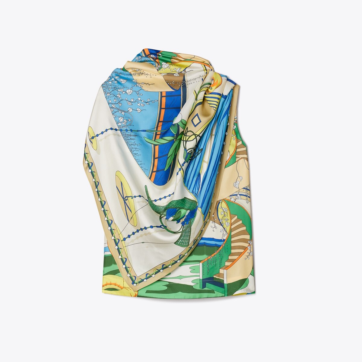 PRINTED SILK CAPE TOP