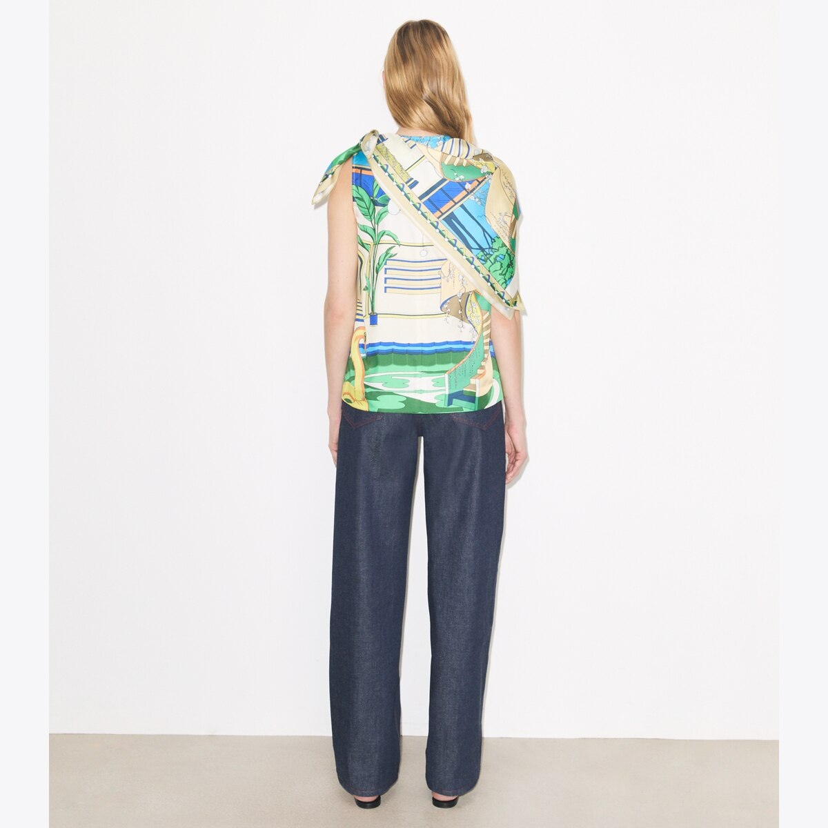 PRINTED SILK CAPE TOP - thumbnail 5