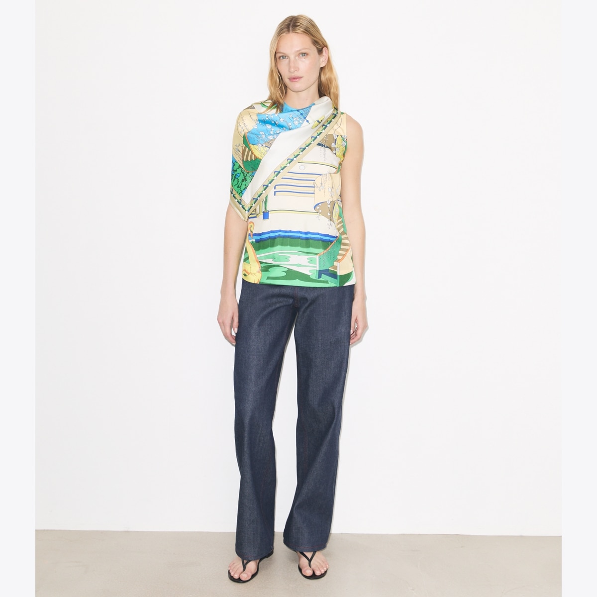 PRINTED SILK CAPE TOP - thumbnail 3