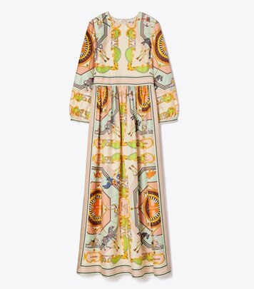 Short Printed Silk Dress: Women's Designer Dresses | Tory Burch