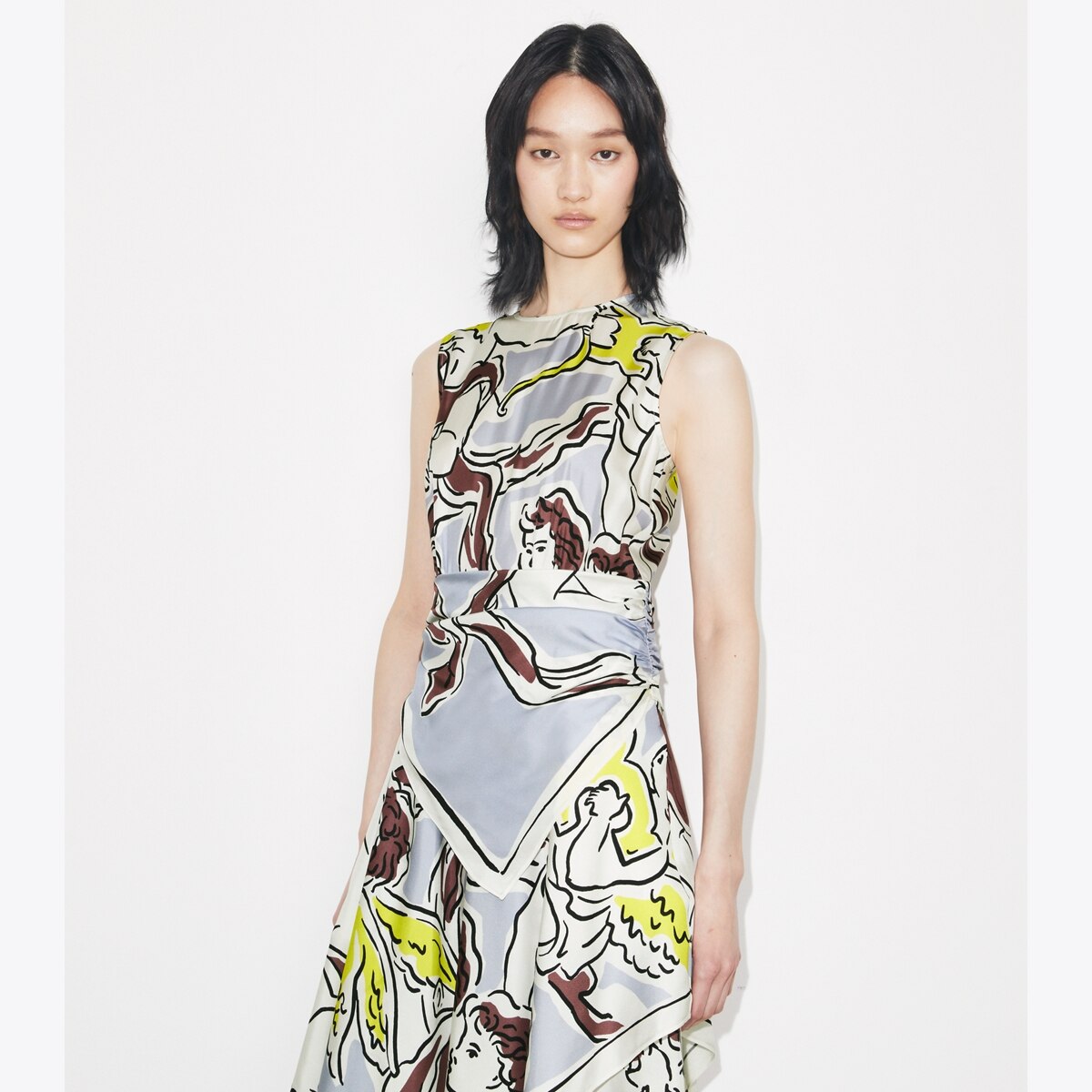 tory burch printed silk wrap dress Tory Burch Women's Jacquard Wrap Dress in Ballpoint Ink Nothing Ditsy, size 4