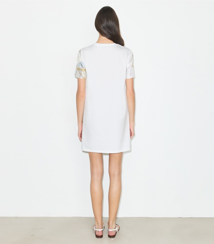 Printed Silk Front T-Shirt Dress: Women's Designer Dresses | Tory