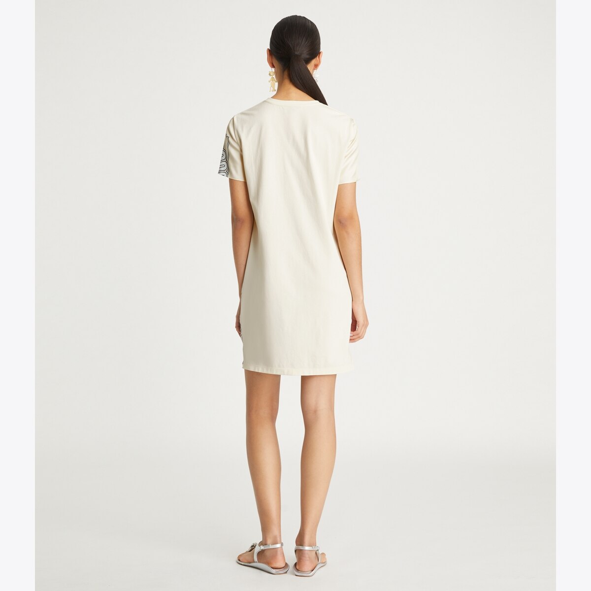 Printed Silk Front T-Shirt Dress: Women's Designer Dresses
