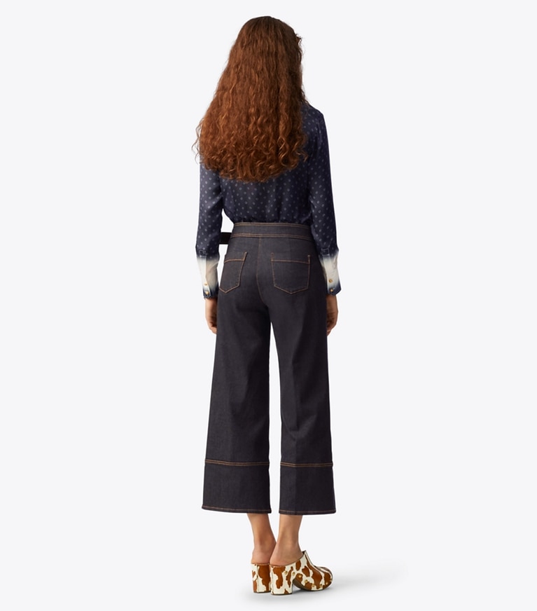 Tory Burch designer tops Printed Silk Satin Shirt in Shibori Dip Dye front