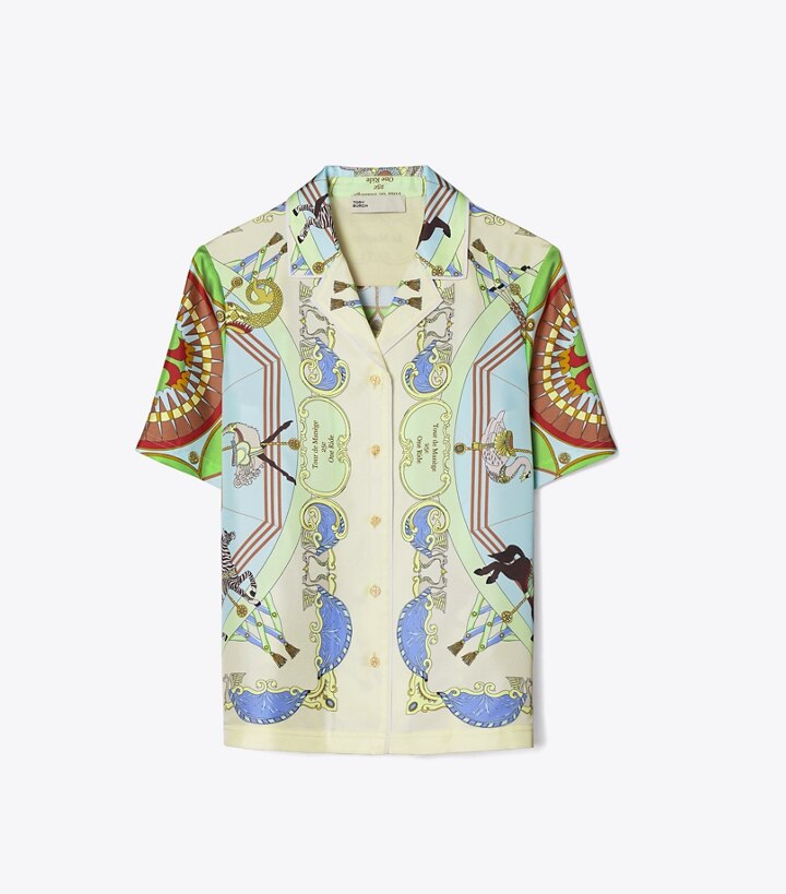 Printed Silk Shirt: Women's Designer Tops | Tory Burch