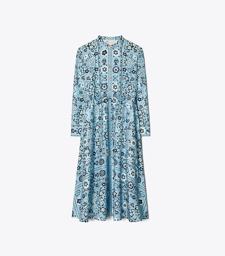 Printed Silk Shirtdress Womens Clothing Dresses Tory Burch Eu 5206