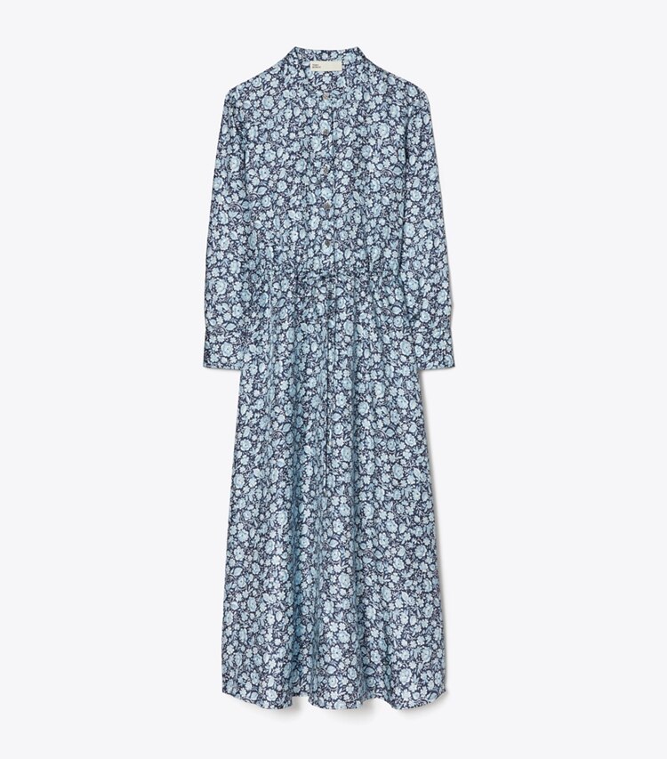 Tory Burch designer dresses Printed Silk Shirtdress in Blue Archive Ditsy front