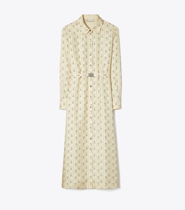 Tory Burch designer dresses Printed Silk Shirtdress in Playa Pajama Print front
