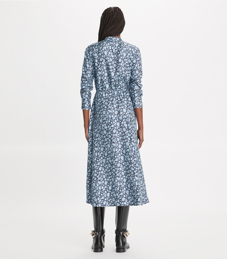 Tory Burch designer dresses Printed Silk Shirtdress in Blue Archive Ditsy front