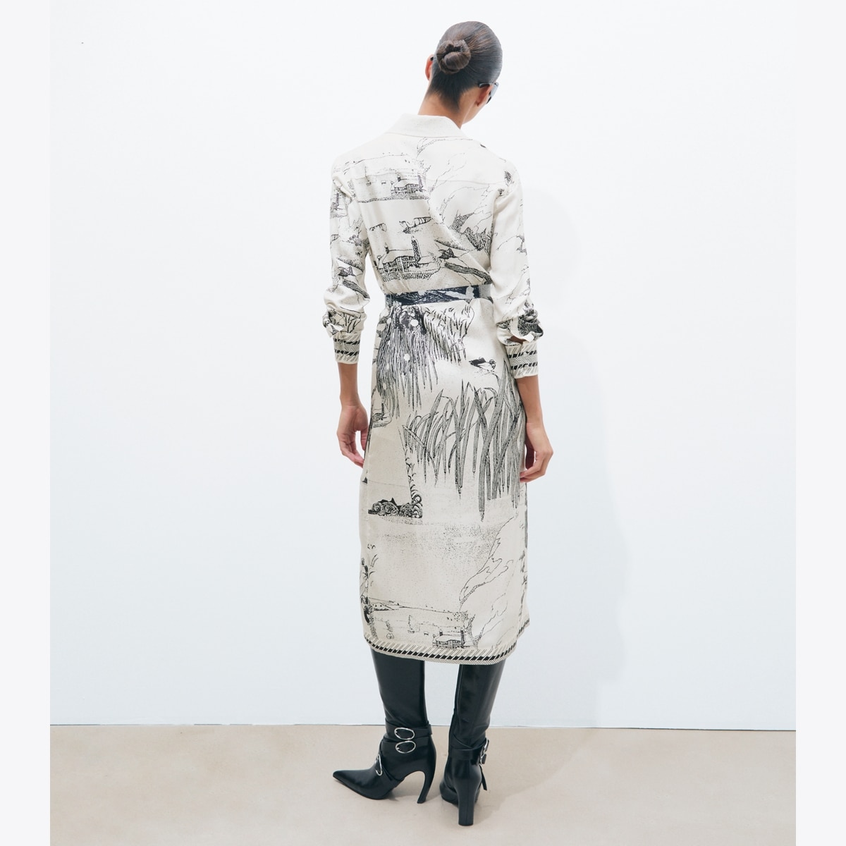 PRINTED SILK SHIRTDRESS - thumbnail 3