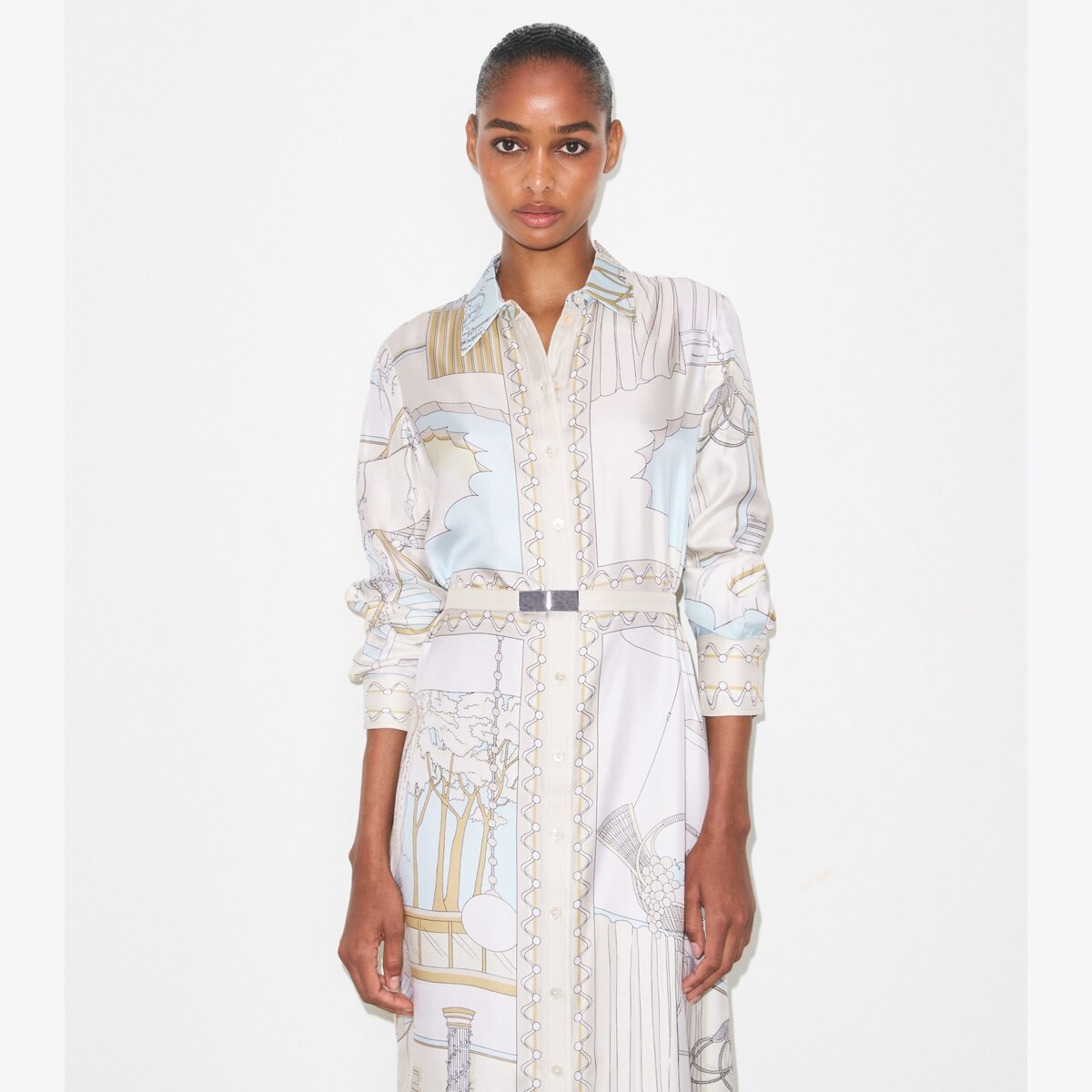 Printed Silk Shirtdress: Women's Designer Dresses | Tory Burch Printed Silk Shirtdress: Women's Designer Dresses | Tory Burch