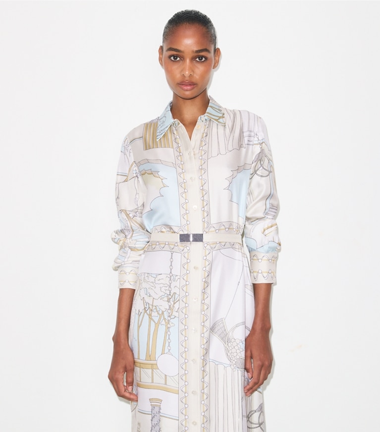 プリント シルク シャツドレス: レディース ワンピース | Tory Burch JP