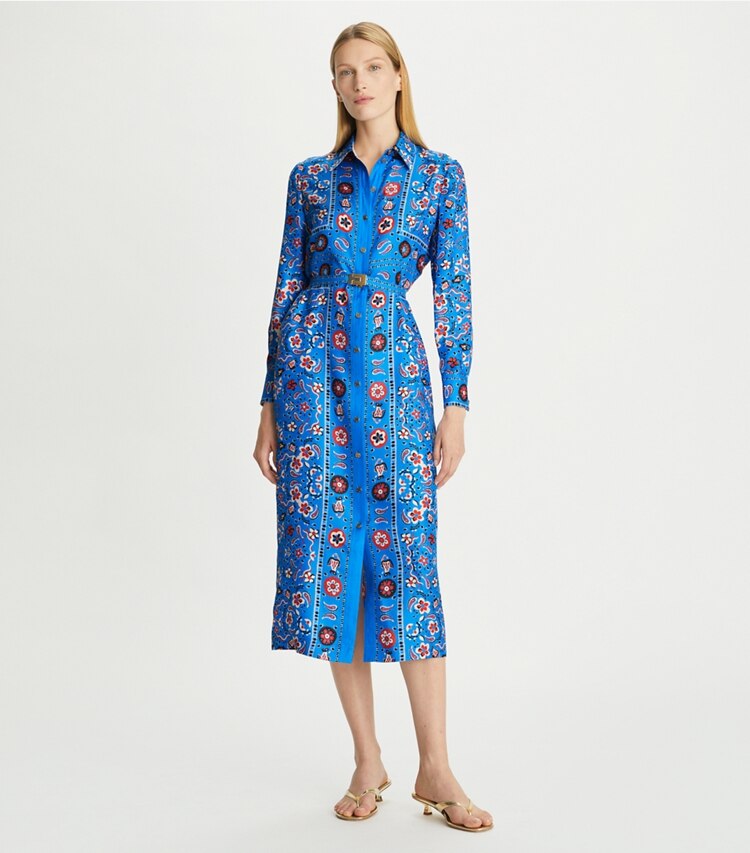 Printed Silk Shirtdress Womens Clothing Dresses Tory Burch Uk 7297