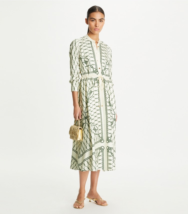 Printed Silk Shirtdress Womens Clothing Dresses Tory Burch Uk 5411