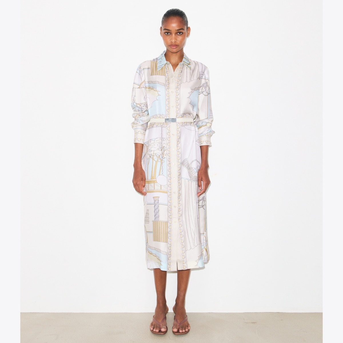 Printed Silk Shirtdress: Women's Designer Dresses | Tory Burch
