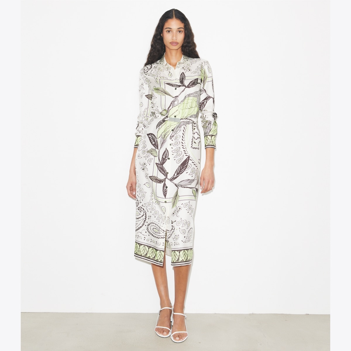 Tory Burch Women's Printed Silk Shirtdress in Mint Cockatoo, size 4 Tory Burch Women's Printed Silk Shirtdress in Mint Cockatoo, size 4