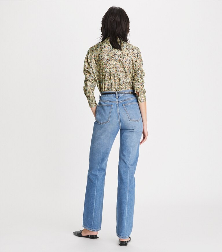 Tory Burch designer tops Printed Silk Twill Blouse in Bright Horizon front