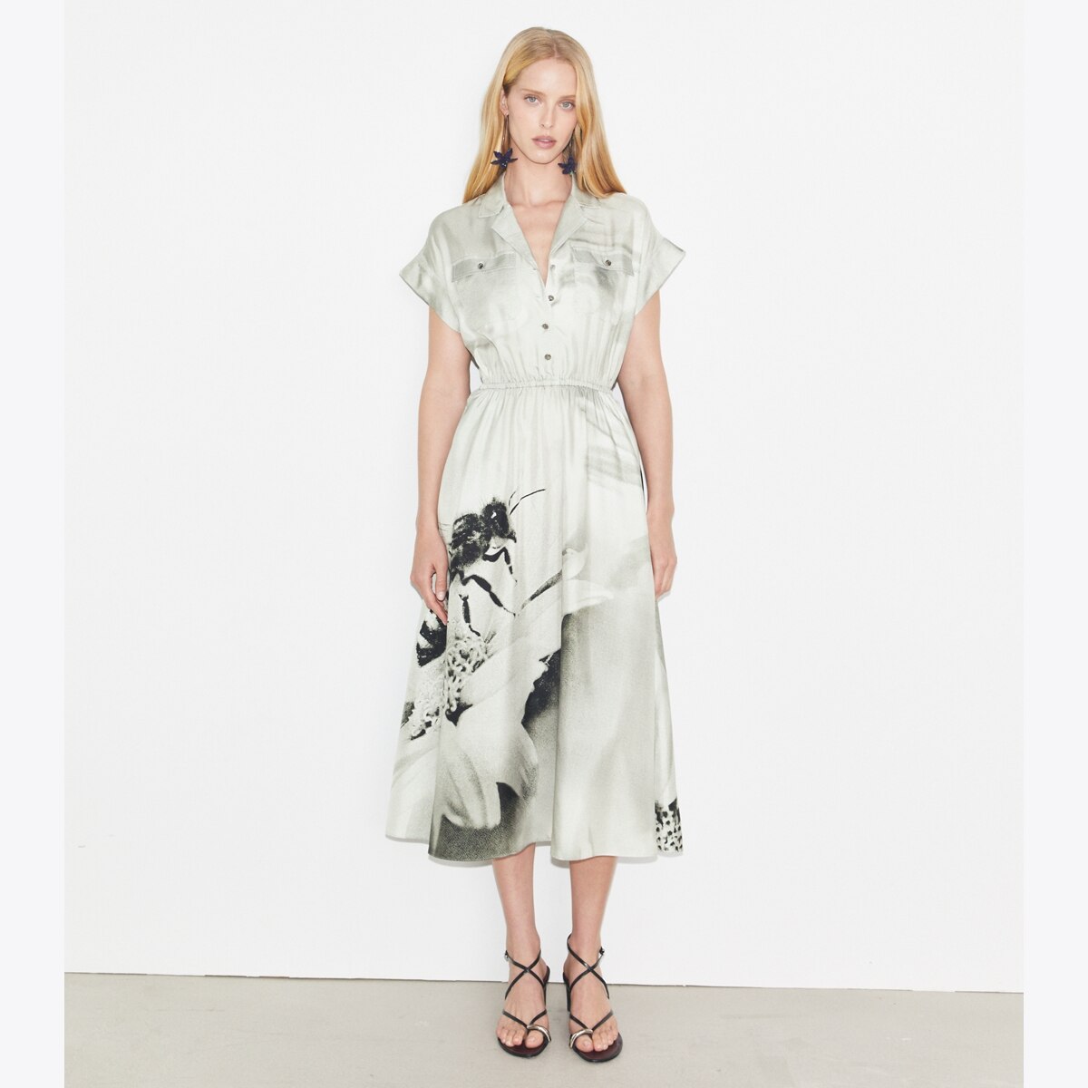 Printed Silk Twill Shirtdress: Women's Designer Dresses