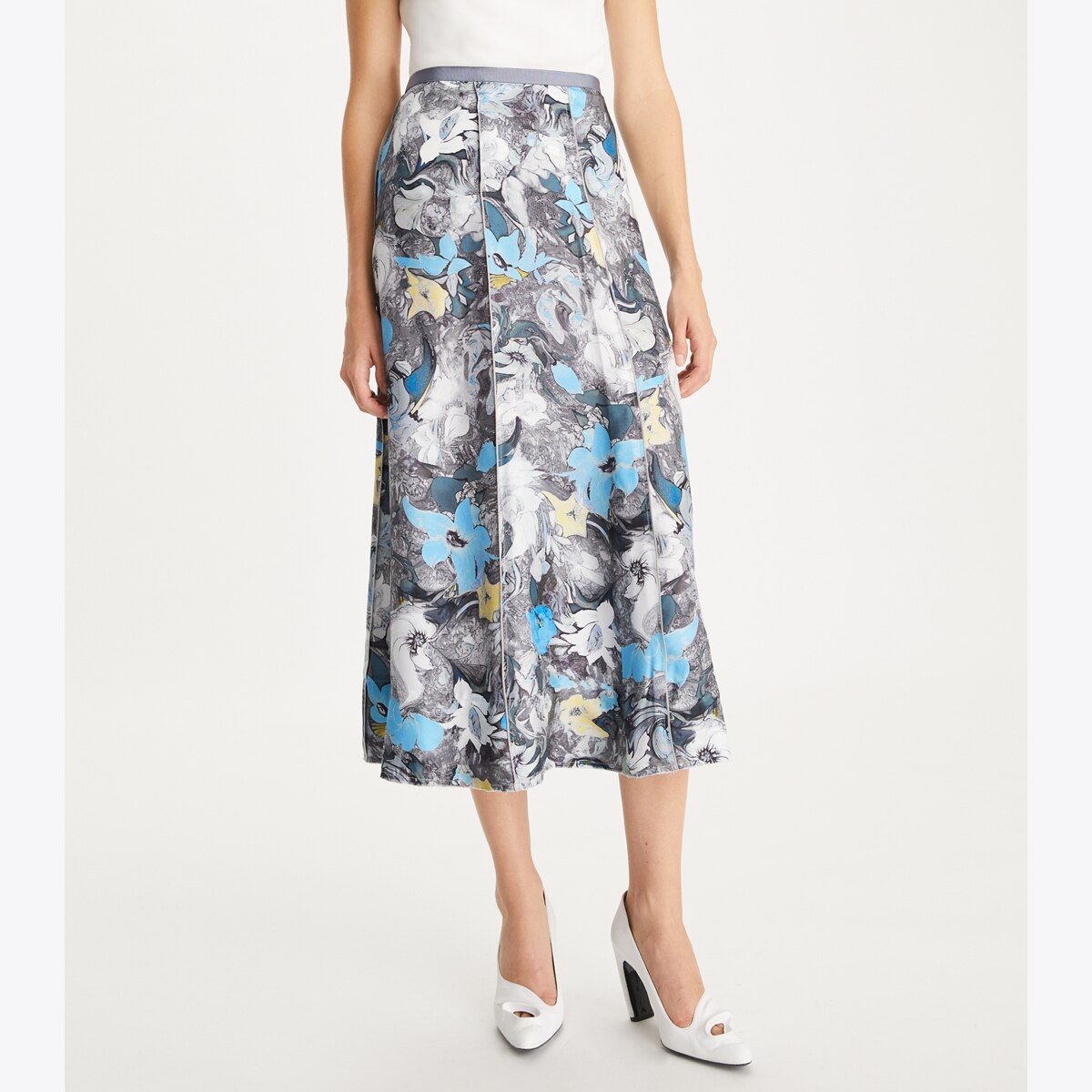 Printed Silk Twill Skirt: Women's Designer Bottoms | Tory Burch Printed Silk Twill Skirt: Women's Designer Bottoms | Tory Burch