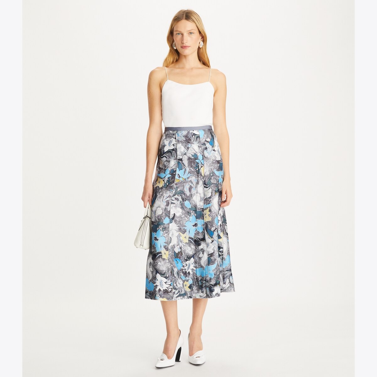 Printed Silk Twill Skirt: Women's Designer Bottoms | Tory Burch