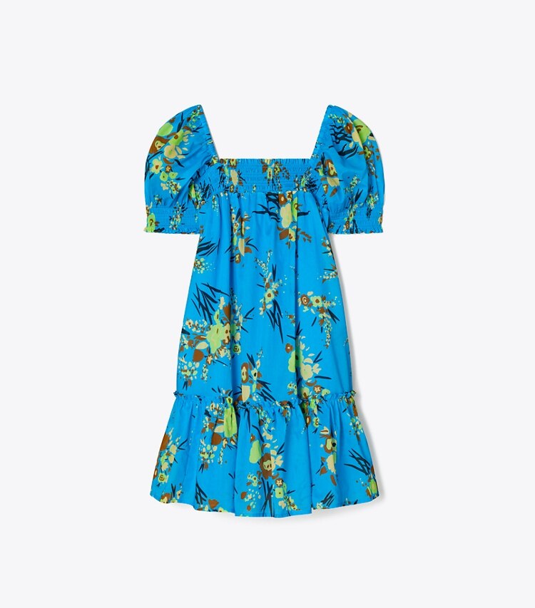 Tory Burch designer coverups Printed Smocked Mini Dress in Bright Horizon front
