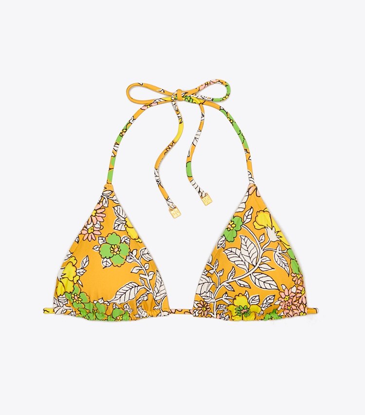Tory Burch designer two pieces Printed String Bikini Top in BROWN WALLPAPER FLORAL front