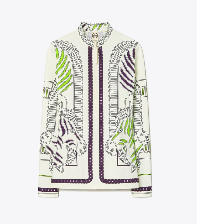 Tory Burch designer coverups Printed Surf Shirt in Ivory Zebra Scarf front