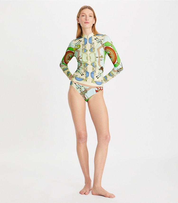 Tory Burch designer coverups Printed Surf Shirt in Mint on model front