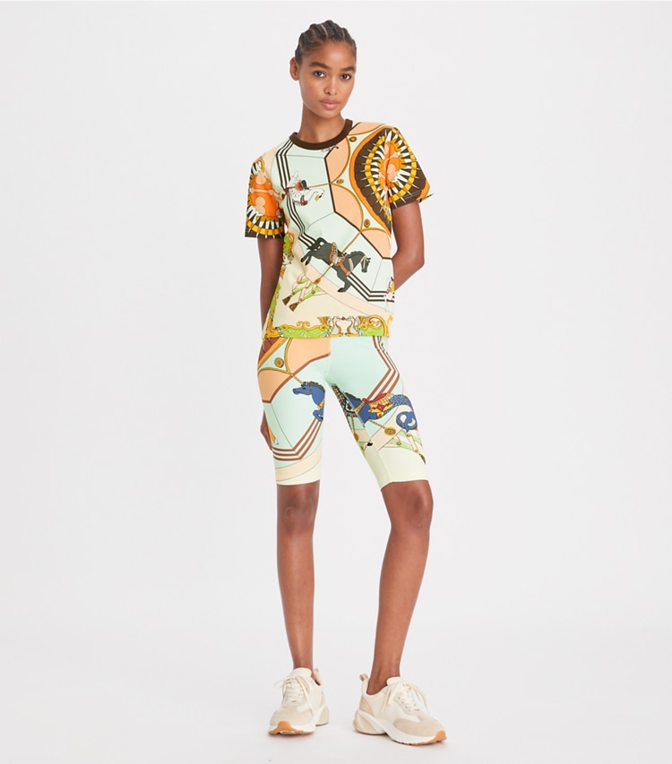 Tory Burch designer tops Printed T-Shirt in Peach Multi on model front