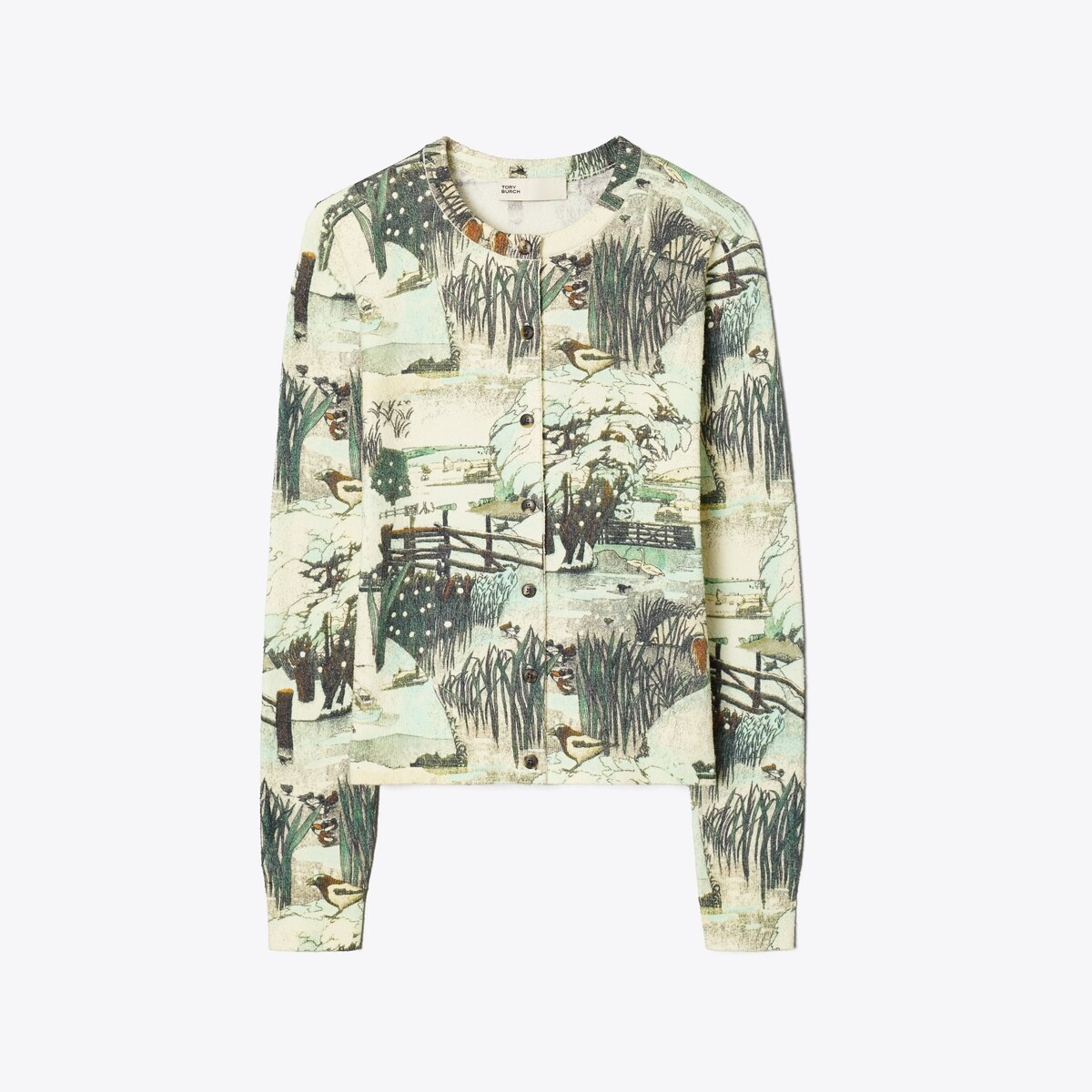 PRINTED TEXTURED COTTON CARDIGAN