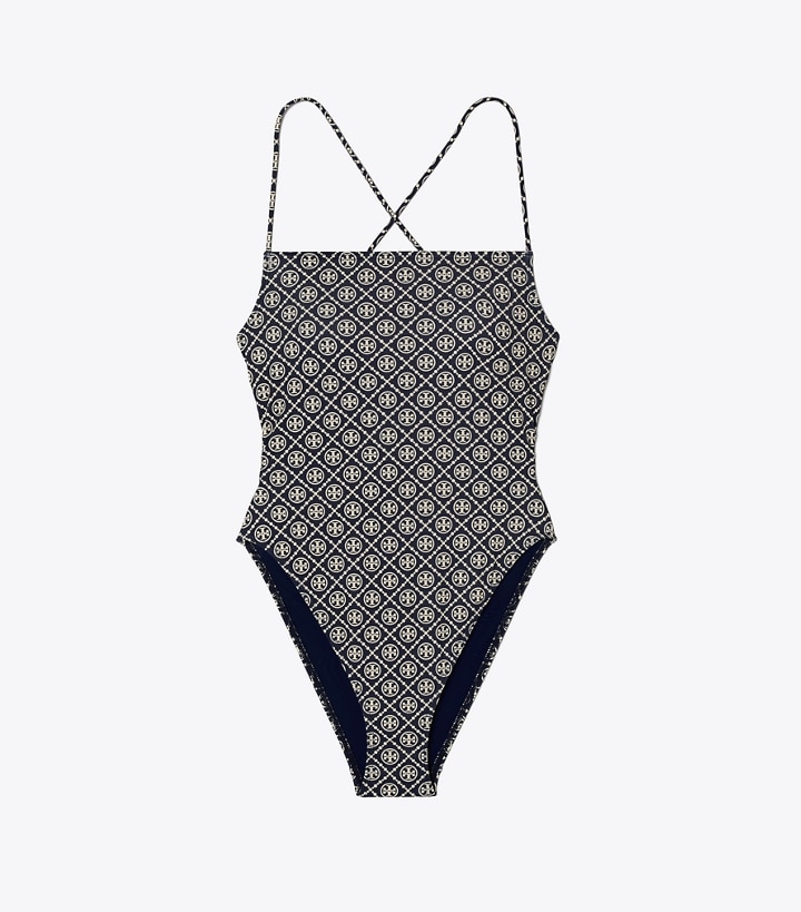 Printed Tie-Back One-Piece Swimsuit: Women's Designer One Pieces | Tory  Burch