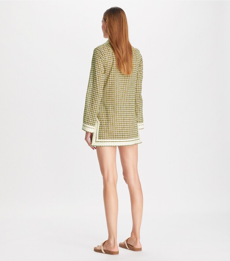 Tory Burch designer coverups Printed Tory Tunic in French Cream Basketweave on model back