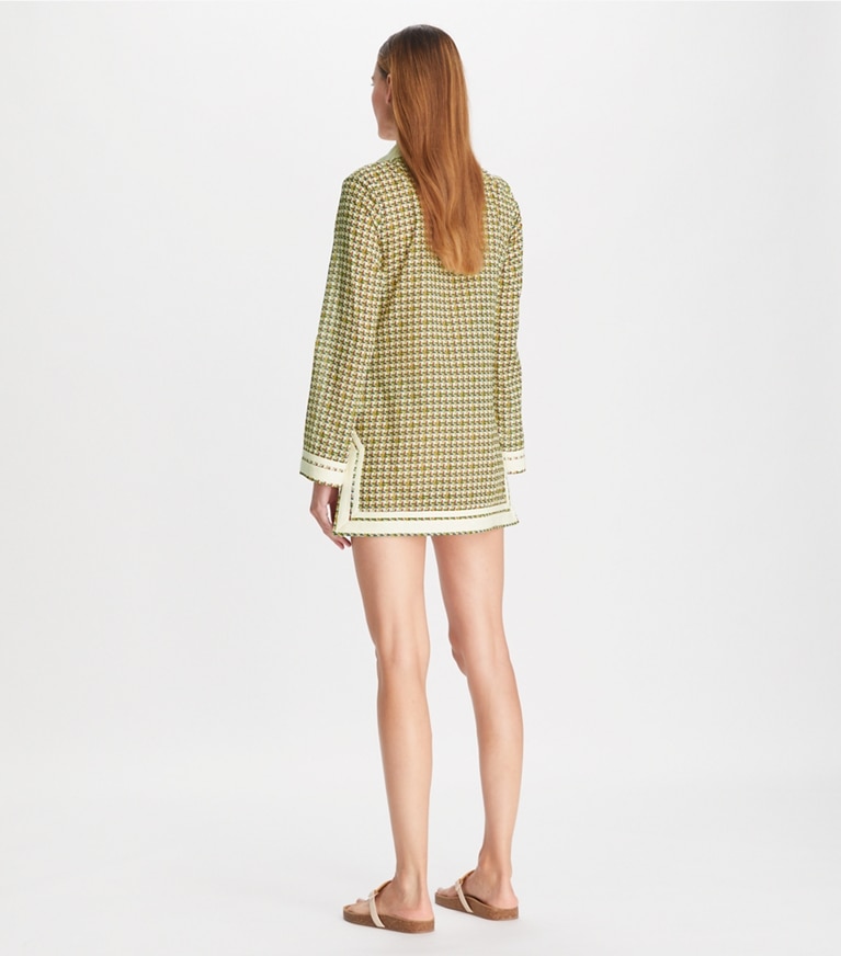 Tory Burch designer coverups Printed Tory Tunic in French Cream Basketweave front