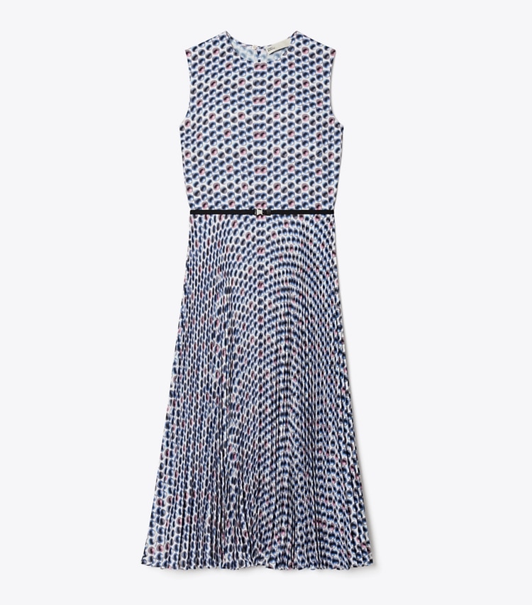 Tory Burch designer dresses Printed Twill Dress in Blue Candy Dots front