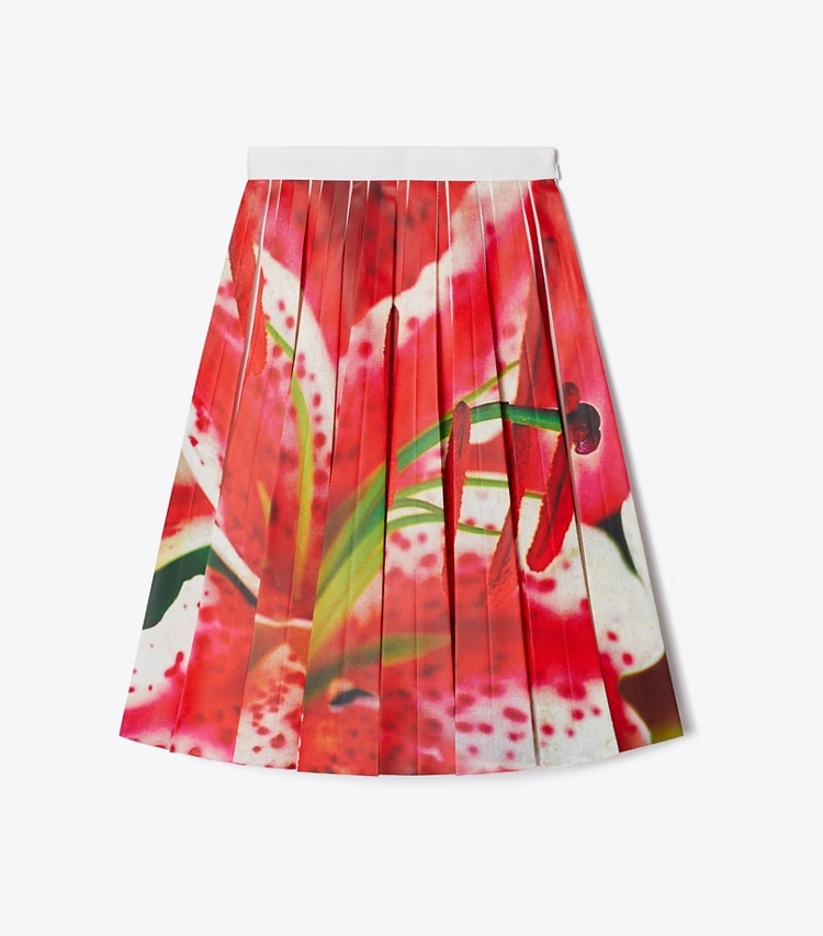 Tory Burch designer bottoms Printed Twill Skirt in Pink Lily front