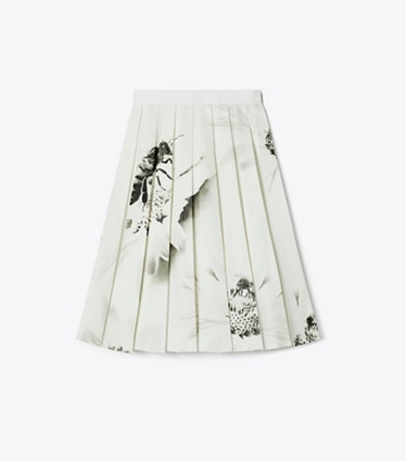 Tory Burch designer ボトムス プリント ツイル スカート in Gray Bee front