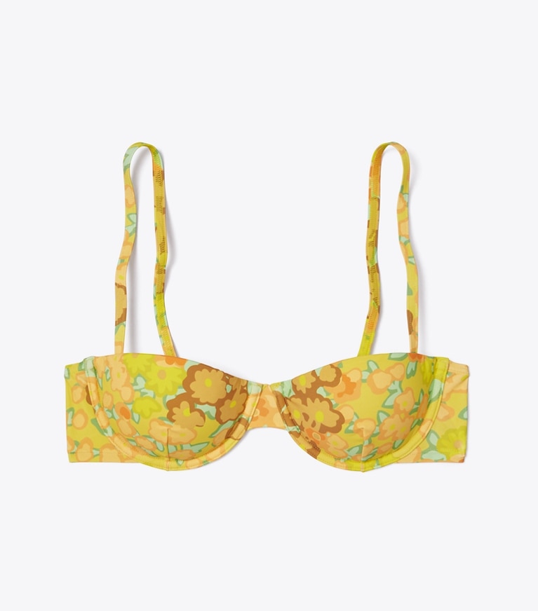 Tory Burch designer two pieces Printed Underwire Bikini Top in Yellow Blossom Large front