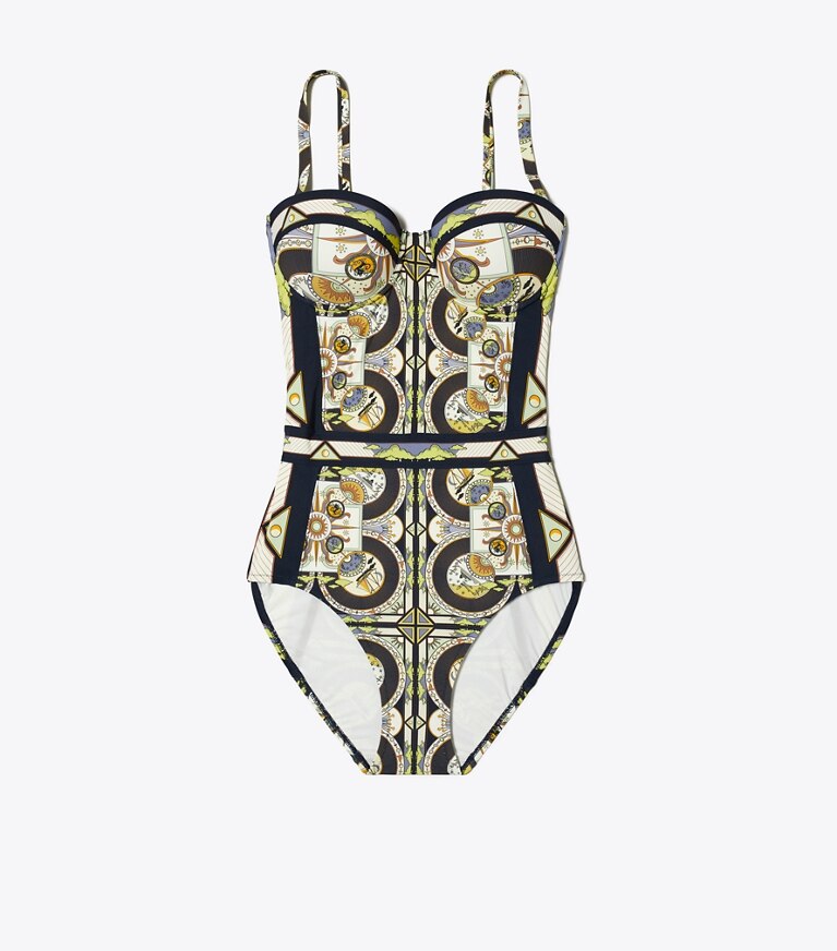 Printed Underwire One-Piece Swimsuit: Women's Designer One Pieces 