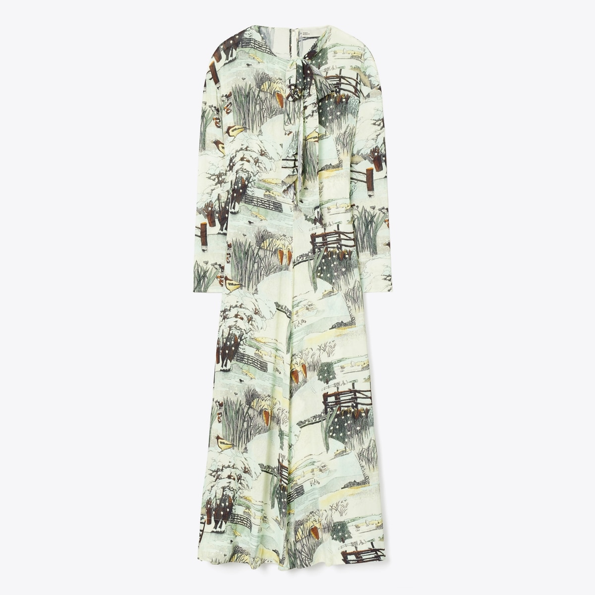 PRINTED VISCOSE BOW DRESS