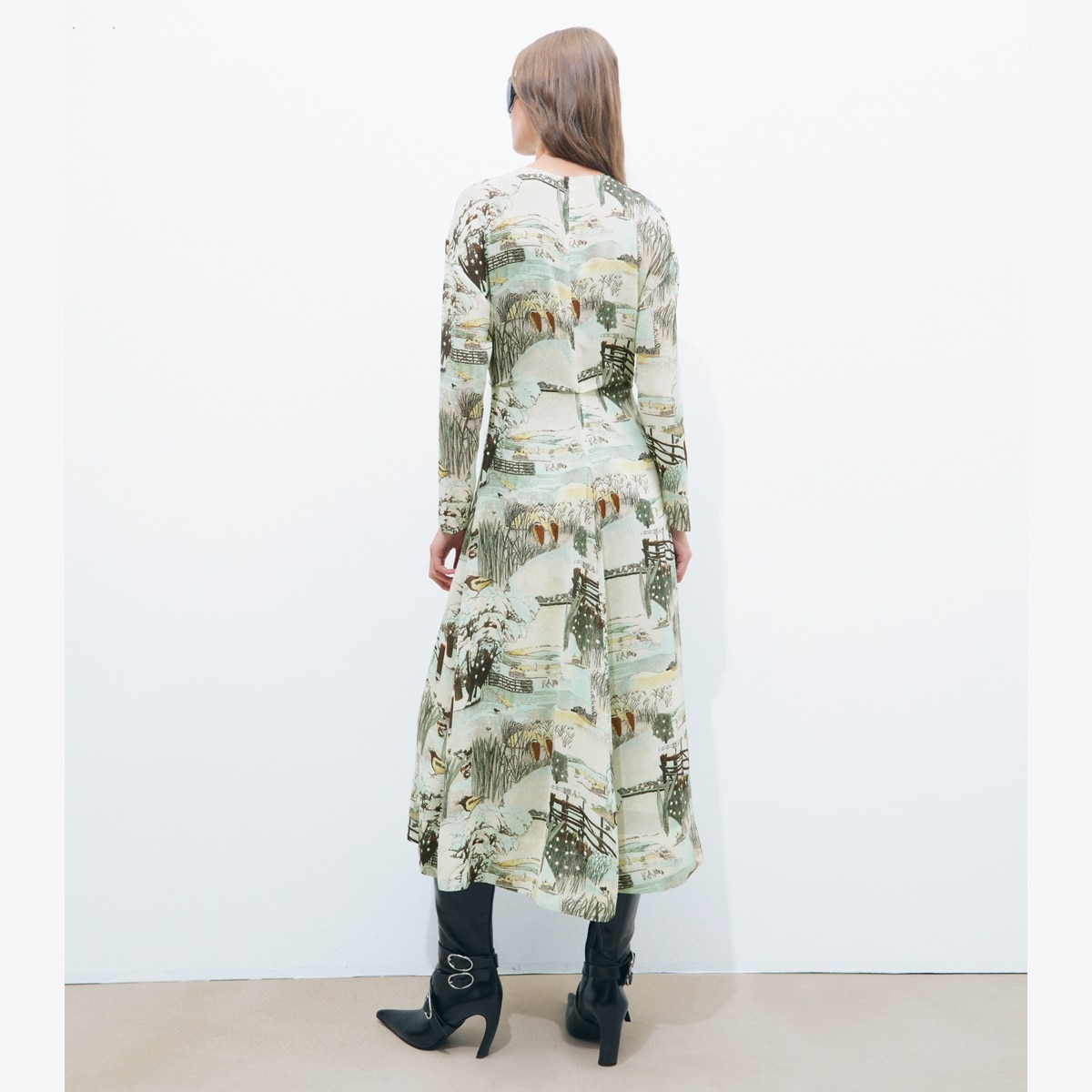 PRINTED VISCOSE BOW DRESS - thumbnail 3