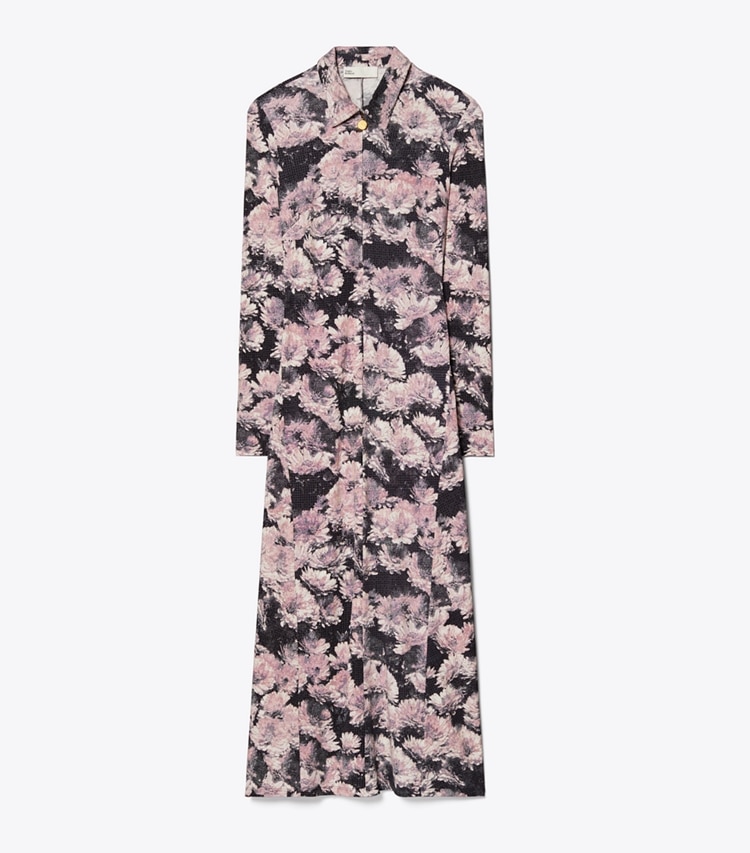 Tory Burch designer dresses Printed Viscose Polo Dress in Pale Pink Pixel Floral front