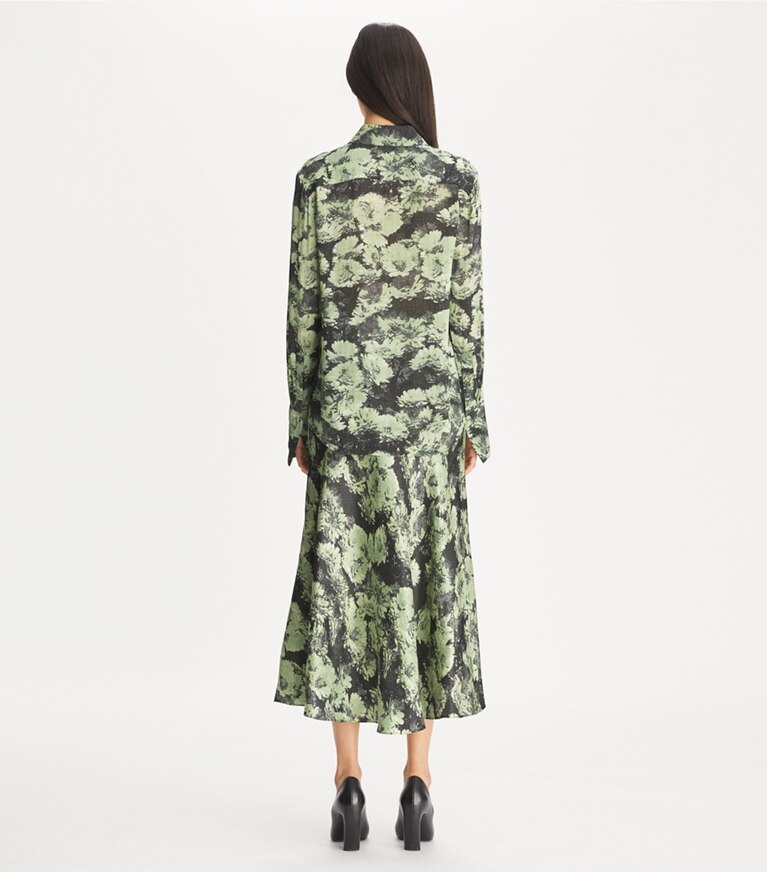 Tory Burch designer tops Printed Viscose Shirt in Green Pixel Floral front