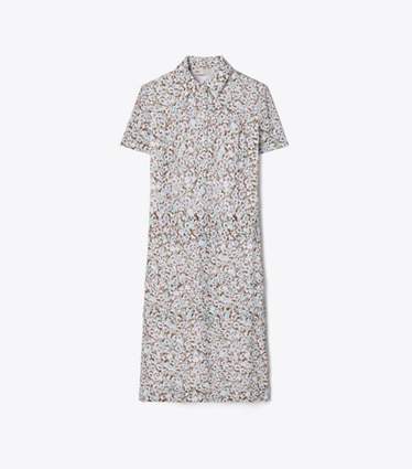Tory Burch designer dresses Printed Viscose Shirtdress in Blue Floral front