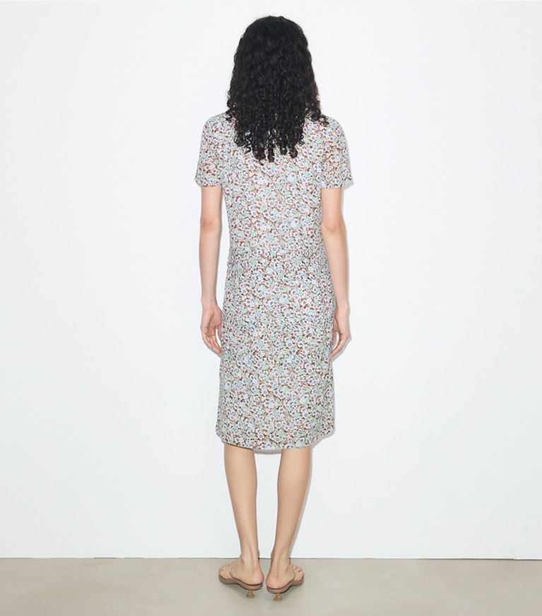 Tory Burch designer dresses Printed Viscose Shirtdress in Blue Floral on model back