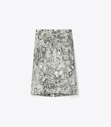 Tory Burch designer ボトムス プリント レーヨンスカート in Grey Alien front