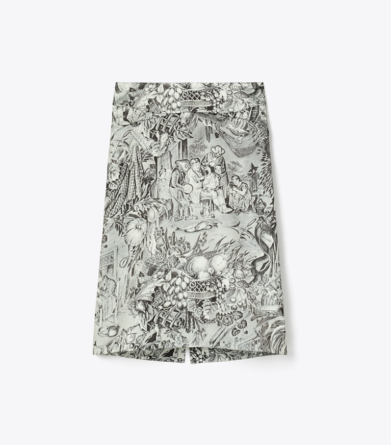 Tory Burch designer bottoms Printed Viscose Skirt in Grey Alien front
