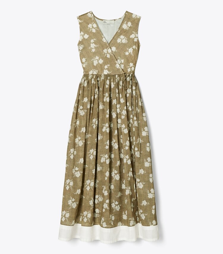 Tory Burch designer coverups Printed Wrap Dress in French Cream front