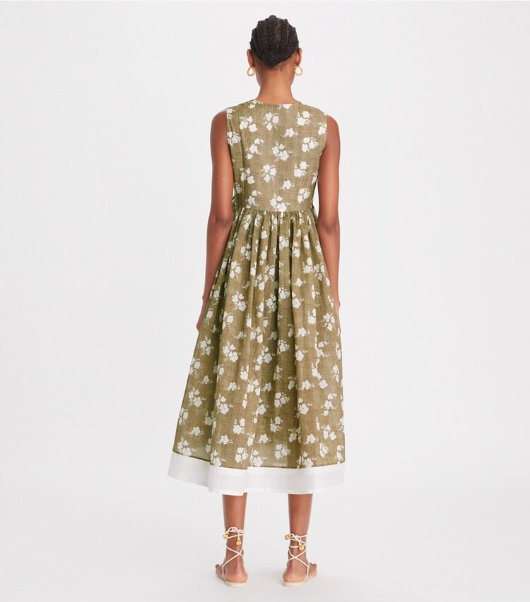 Tory Burch designer coverups Printed Wrap Dress in French Cream on model back